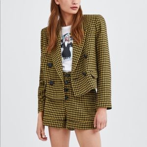 Zara short houndstooth blazer